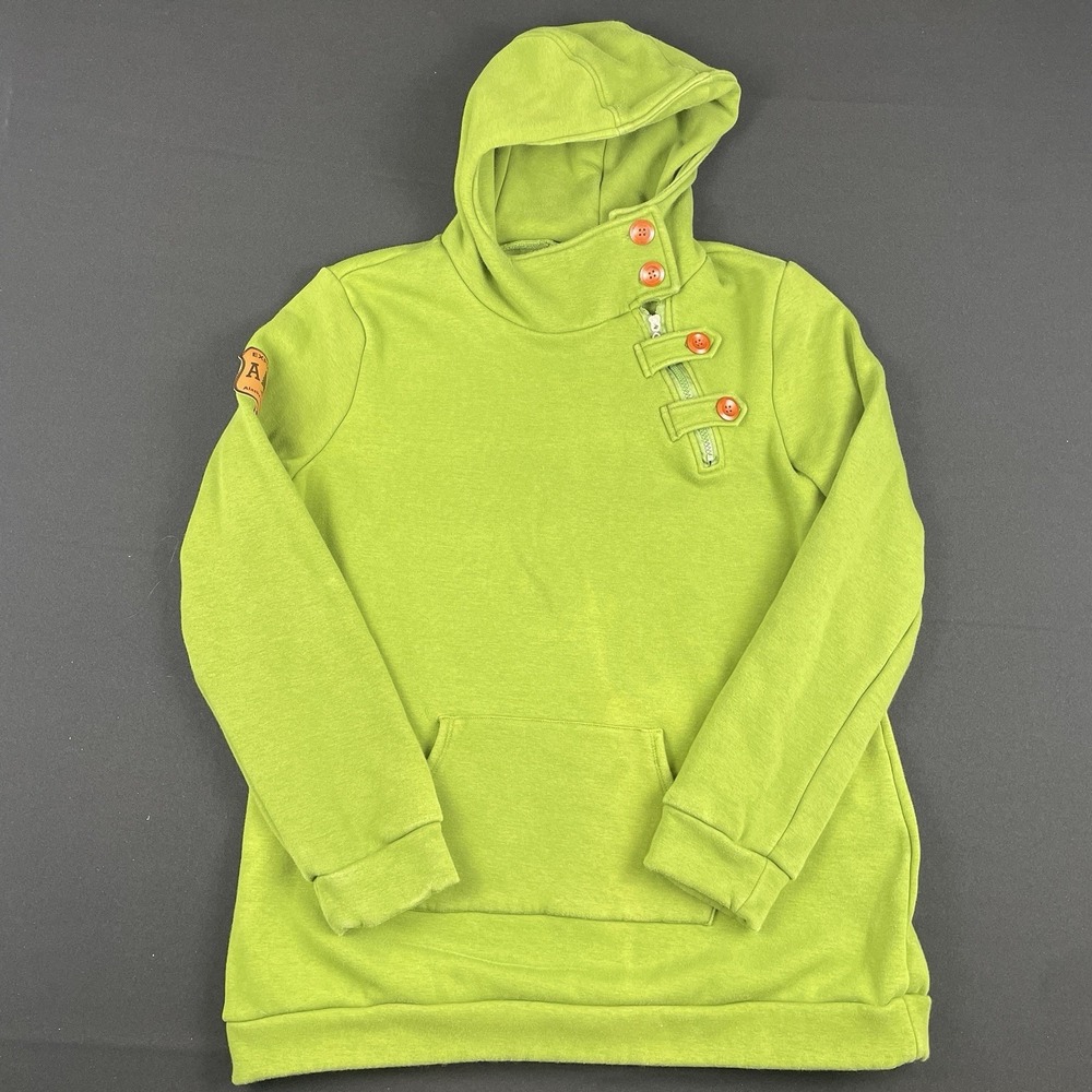 Alaska Chicks Company Hoodie Women's 2XL Green Heavy Pullover Button Accents